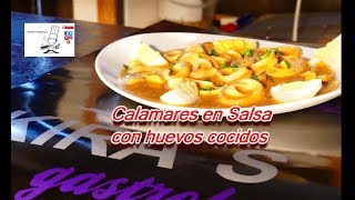 Cómo hacer CALAMARES EN SALSA con HUEVOS COCIDOS 🐟 🥨 [upl. by Senn126]