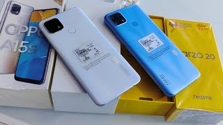 Oppo A15s Vs Realme Narzo 20 Unboxing Review amp Comparison  Realme Narzo 20 Vs Oppo A15s [upl. by Eseryt]