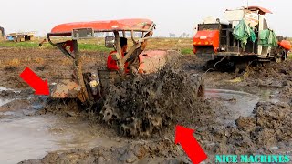 Tractor Kubota MU5702 Sinking In Mud Water Crazy Tractor Stuck In Mud Homemade Forwarder [upl. by Eli]