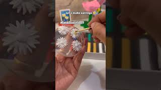 Lets make daisy earrings 😍 handmade diybag keyaccessory beads shorts shortvideo [upl. by Adlanor]