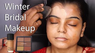 Winter Bridal Makeup Traditional Indian Bridal MakeupStep By Step Long Lasting Bridal Makeup [upl. by Nezam]