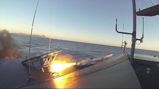 Kongsberg Defence Systems  Naval Strike Missile NSM AntiShip Live Firing 720p [upl. by Nnayllehs639]