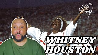 FIRST TIME REACTING TO  Whitney Houston  National Anthem Star Spangled Banner [upl. by Farrish469]