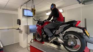 VFR 1200 Dyno with ecu remap and Dam exhaust [upl. by Sidwel156]