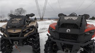 SNOWY FOREST TRAILS amp HYDRO LINES ON 2023 CANAM 850 amp 700 XMR [upl. by Yenreit]