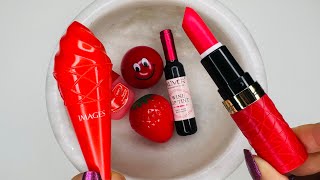 Coloring Slime with Red♥️Strawberry🍓Ice Cream🍦Lip Balm amp Lipstick 💄 ASMR amp Satisfying Slime Video [upl. by Chamberlin]