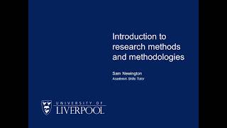 Introduction to research methods and methodologies [upl. by Mukul]