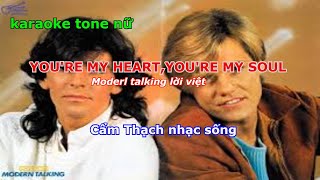 YOURE MY HEART YOU MY SOUL LỜI VIỆT KARAOKE TONE NỮ [upl. by Guimond]