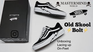 Mastermind and Vans Vault Old Skool Bolt Unboxing Lacing up and OnFeet video [upl. by Lamp]