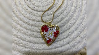 resin heart necklace  I made my first jewelry piece using uv resin [upl. by Yaffit]