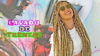 LAVADO DE TRENZAS💕 TUTORIAL TRENZAS AFRICANAS😍 [upl. by Nollid]