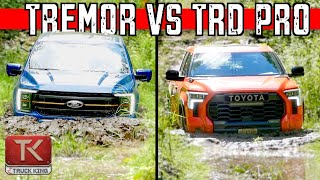 Ford F150 Tremor VS Toyota Tundra TRD Pro  Which Truck Handles Mud Water amp Rocks Better [upl. by Anazus706]