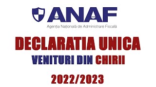 Completarea Declaratiei Unice 20222023  Venituri din Chirii [upl. by Trescott559]