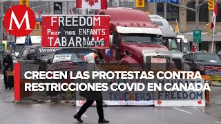 Protestas anticonfinamiento en Canadá dan impulso a movilizaciones en en el mundo [upl. by Uri]