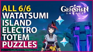 All 6 Watatsumi Island Electro Totem Monument Puzzles Genshin Impact [upl. by Nesahc]