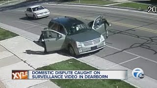 Domestic dispute caught on surveillance video in Dearborn [upl. by Kcireddor164]