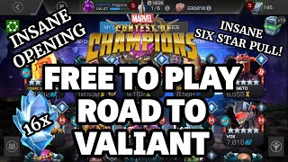 F2P ROAD TO VALIANT  HUGE CRYSTAL OPENING 16X MAGNETON CRYSTALS  MARVEL CONTEST OF CHAMPIONS [upl. by Stiruc]