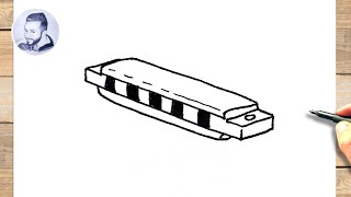 Comment dessiner un harmonica facile [upl. by Chiou]