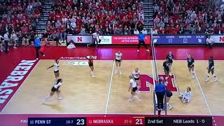 Nicklin Hames Solo Block Setter Nebraska Husker Volleyball vs Penn State 111921 Senior Night [upl. by Priest]