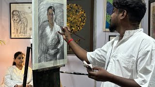 Artist Ganesh Kalaskar live Portrait Painting Demonstration [upl. by Downs]