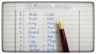 15 Rhyming Words Part 1rhyming words listwhat is rhyming wordeasy english [upl. by Ernestus]