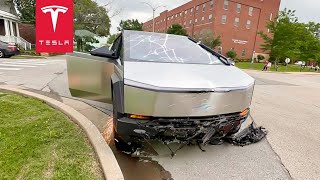 First Tesla Cybertruck TBone Crash [upl. by Inalaehak757]