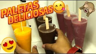 Paletas de Fresa Platano y Mango  ¿Como hacer paletas de hielo  Rellenas de Nutella Y Condensada [upl. by Brigitta]