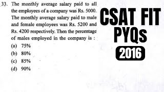 CSAT PYQ2016 The monthly average salary paid to all the employees of a company was Rs5000 The [upl. by Sedicla]