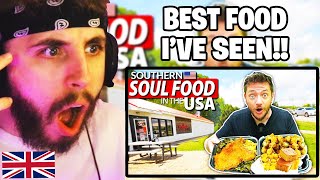 Brit Reacts to German Husband Tries Southern amp SOUL FOOD in the USA Best First Time Reaction [upl. by Aicaca]