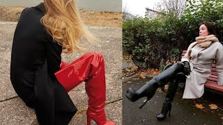 SUPER LUXURY MOST BEAUTIFUL ATTRACTIVE LEATHER OVER KNEE HEEL BOOTS DESIGN AND IDEAS [upl. by Norling2]