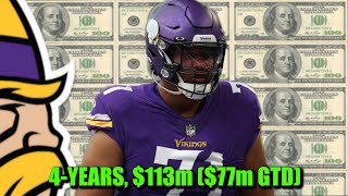 Minnesota Vikings Sign LT Christian Darrisaw to a 4Year 113M Contract 77M GTD [upl. by Fafa]