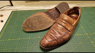 Old shoes gets a new life Crockett amp Jones loafers New welts [upl. by Canning]