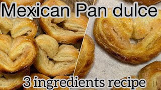 Orejas Mexican Pan dulce Palmier  French pastry 3 ingredient recipe Easiest puff pastry recipe [upl. by Nosrak]