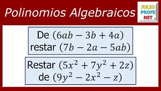 RESTA DE POLINOMIOS  Ejercicios 1 y 2 [upl. by Engvall]