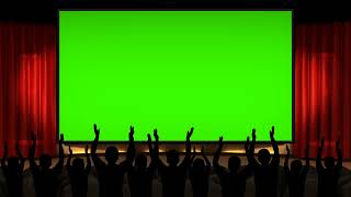 Green screen theater background with audience cheering up  HD chromakey video  Royalty free [upl. by Rollins]