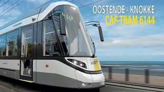 Cab Ride Coastal Tram Belgium Ostend  Knokke with CAF tram 6144 with stop names [upl. by Reynolds]