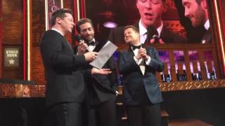 Jake Gyllenhaal Sean Hayes amp James Corden sing at the TonyAwards 2016 [upl. by Nylaret]