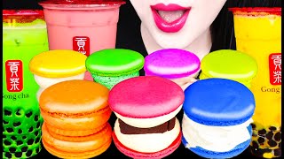 ASMR BOBA BUBBLE TEA MACARON 보바 버블티 MUKBANG 먹방 [upl. by Megdal]