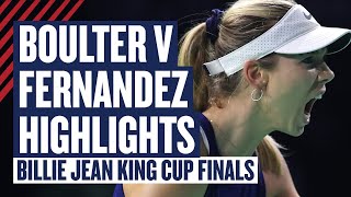 Highlights  Katie Boulter v Leylah Fernandez  GB v Canada  Billie Jean King Cup Finals 2024  LTA [upl. by Inirt]