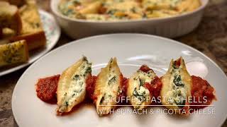 Stuffed pasta shells stuffed ricotta cheese amp spinach [upl. by Gelasius]