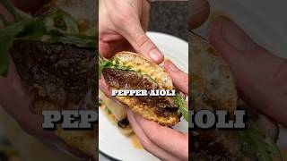 Steak Sandwich with Red Pepper Aioli shorts cooking food [upl. by Geminian]