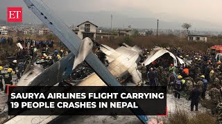 Nepal Saurya Airlines plane carrying at least 19 people crashes during takeoff at Kathmandu airport [upl. by Animas]