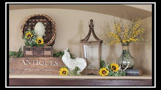 FRENCH FARMHOUSE SUMMER MANTEL DECORATING IDEAS  SUNFLOWER DECOR  DECORATE WITH ME [upl. by Cornell]