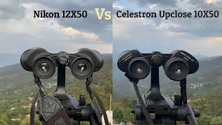 Celestron Upclose 10x50 vs Nikon 12x50 binoculars  Zooming power and sharpness Comparison [upl. by Diarmit]