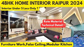 4BHK Home Interior Raipur Cost 2024 Interior design ideas Raipur CG TV PanelSofaWardrobe raipur [upl. by Piper491]