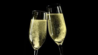 Champagne Glasses ClinkingMaking a Toast Sound Effect and Stock Video with Black Backdrop [upl. by Nekcarb]