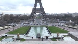 Tour Eiffel vue du Trocadéro  Jardin  Champs de Mars  Pont dIéna  quai Branly  Paris  France [upl. by Carmel]