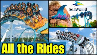 All the Rides amp Rollercoasters at SeaWorld Orlando with POVs [upl. by Meris]