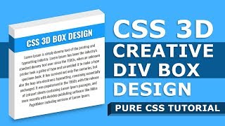 CSS 3D Creative Div Box Design  CSS Isometric Box Shape  Pure Html5 CSS3 Isometric Box Design [upl. by Nohpets]