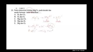 Pada elektrolisis lelehan MgCl₂ pada katode dan anode berturutturut dihasilkan … [upl. by Roselle]